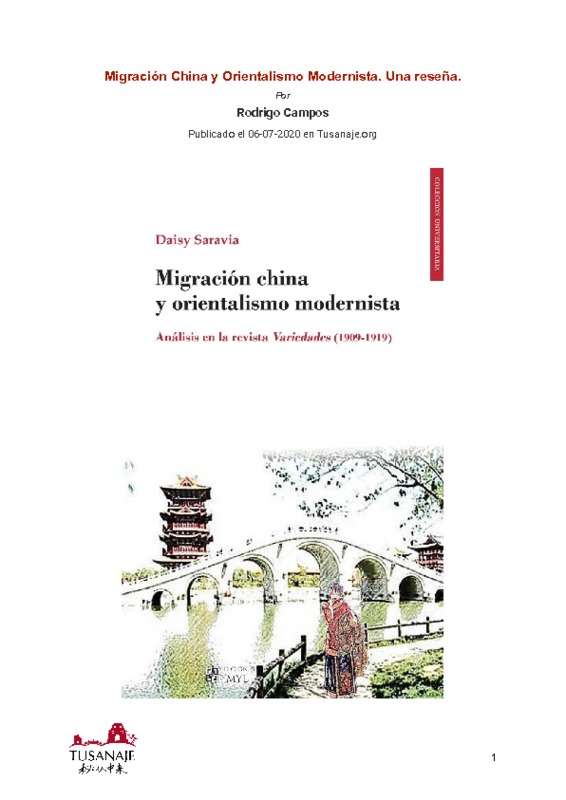 Migración china y orientalismo modernista. Una reseña.
