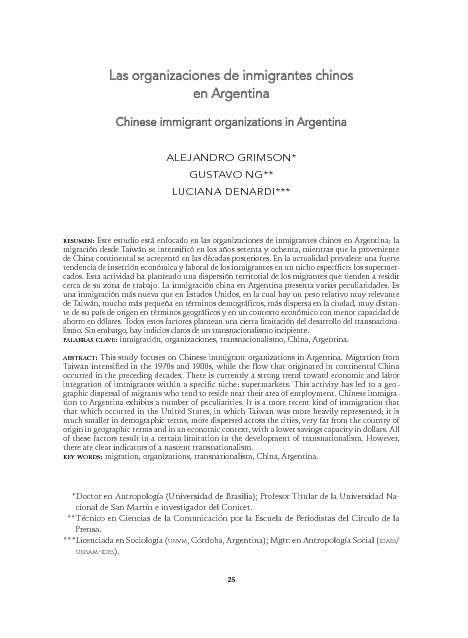 Las organizaciones de inmigrantes chinos en Argentina